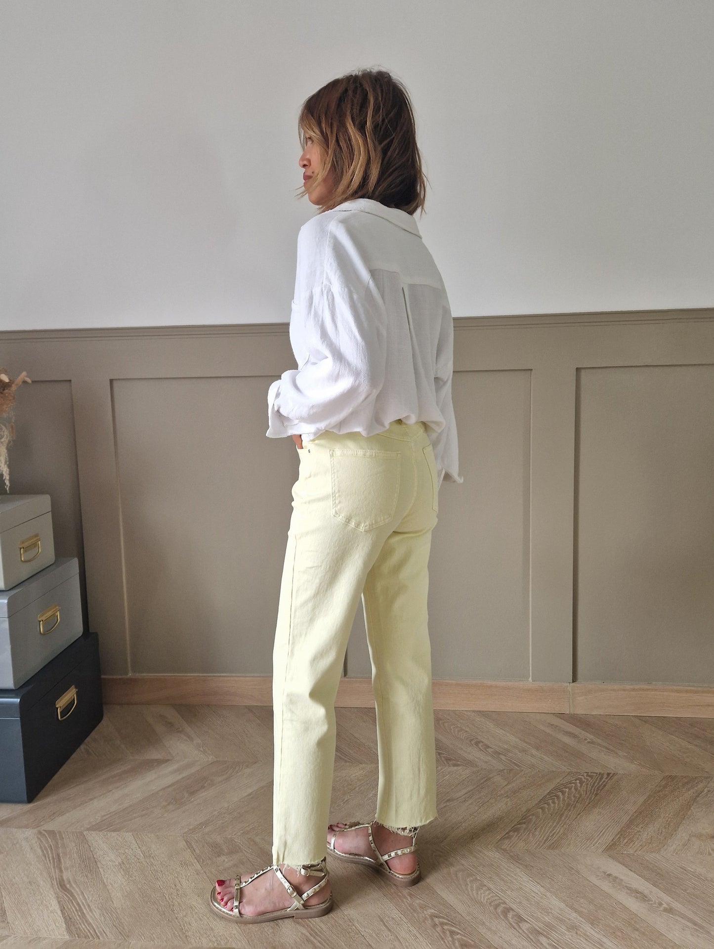 Jean MOM FIT jaune