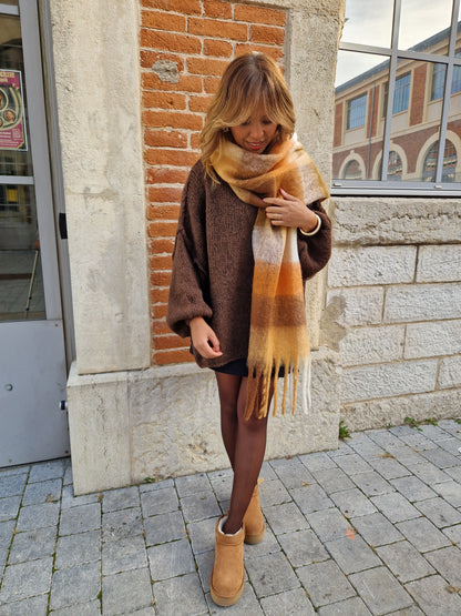 Echarpe à carreaux Orange