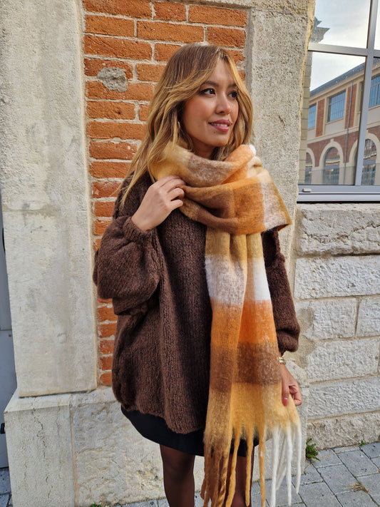 Echarpe à carreaux Orange